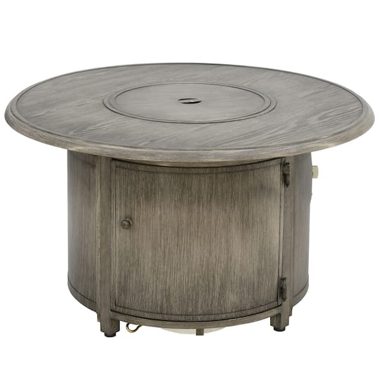 42 Woodgrain Design Round Propane Fire, Fire Pit Table Round Propane
